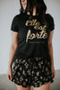 Black/Gold Foil - Elle est forte Tee